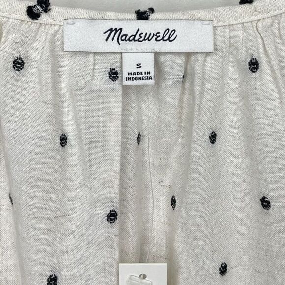 MADEWELL Womens Beige Cotton-Linen Lorelei Mini Dress NEW Clip-Dot NE768 Small S - Picture 9 of 11